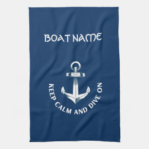 Keep Calm And Dive On,Anchor Navy Blue  Kitchen Towel