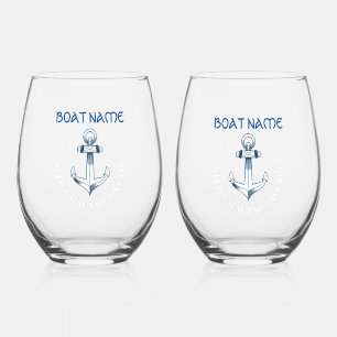 Keep Calm And Dive On,Anchor Navy Blue Stemless Wine Glass
