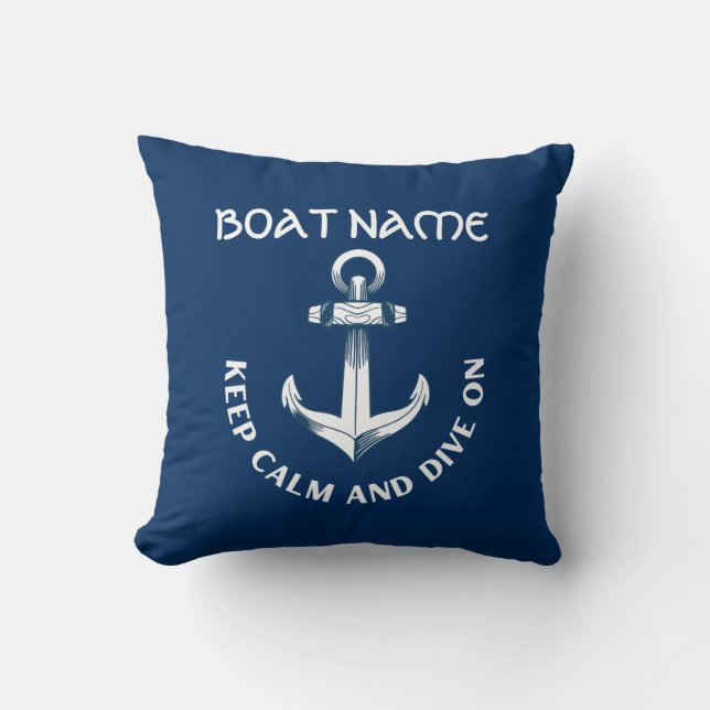 Keep Calm And Dive On,Anchor Navy Blue  Throw Pillow (Front)