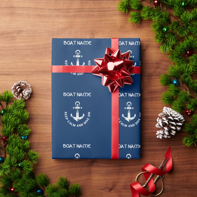 Keep Calm And Dive On,Anchor Navy Blue  Wrapping Paper (Holiday Gift)