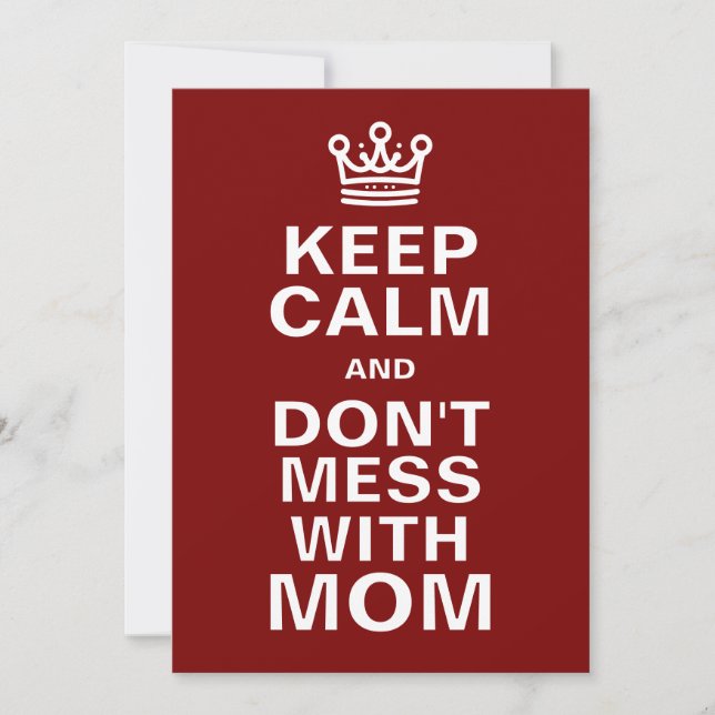 Keep Calm And Don't Mess With Mom In Red Holiday Card (Front)