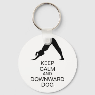 Keep Calm and Downward Dog Keychain