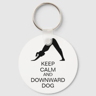 Keep Calm and Downward Dog Keychain