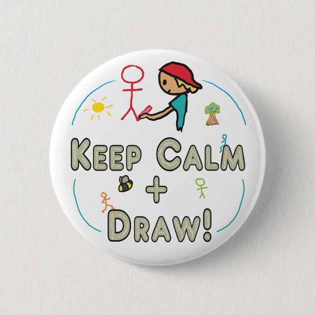Keep Calm and Draw 2 Inch Round Button (Front)