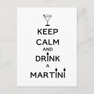 Keep Calm and Drink A Martini Postcard