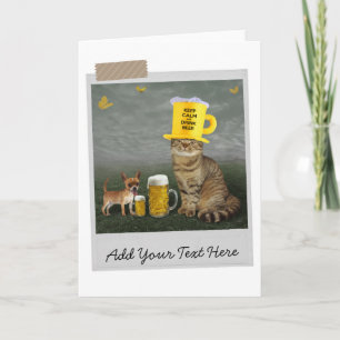 Keep Calm And Drink Beer Cat Funny Card