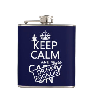 Keep Calm and Drink Eggnog (customize colours) Hip Flask