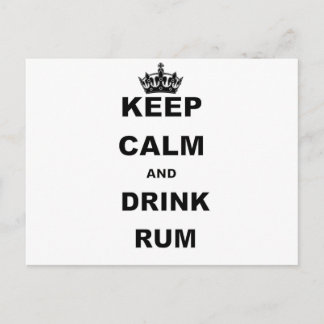 KEEP CALM AND DRINK RUM POSTCARD