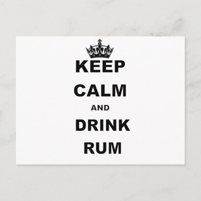 KEEP CALM AND DRINK RUM POSTCARD (Front)