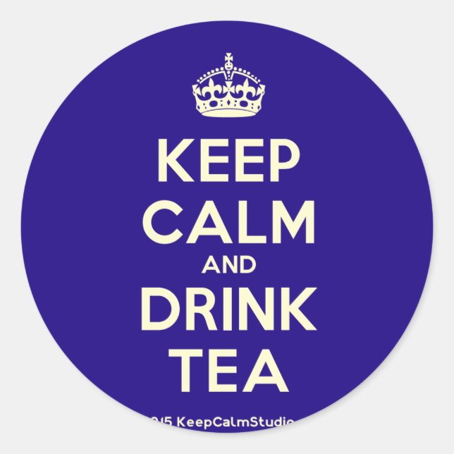 Keep Calm and Drink Tea Classic Round Sticker (Front)