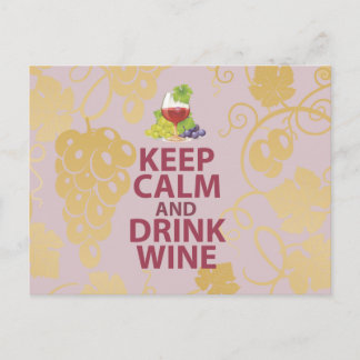 Keep Calm and Drink Wine Gift Unique Art Design Postcard