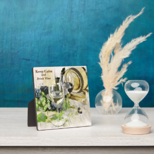 Keep Calm and Drink Wine Rustic Scene Plaque