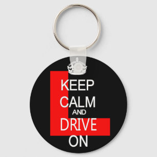 Keep Calm and drive on L plate Keychain