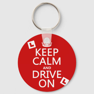 Keep Calm and Drive On (learner) Keychain