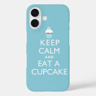Keep Calm and Eat a Cupcake {blue} iPhone 16 Case