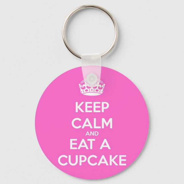 Keep Calm and Eat a Cupcake Keychain (Front)