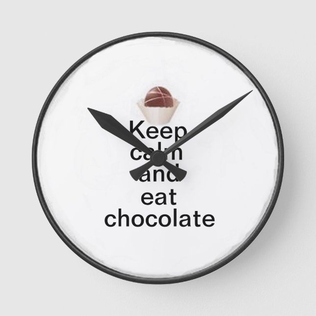 Keep calm and eat chocolate round clock (Front)