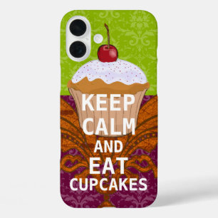 KEEP CALM AND Eat Cupcakes-change plum any colour iPhone 16 Plus Case