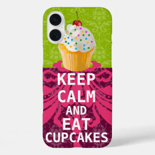 KEEP CALM AND Eat Cupcakes-change plum any colour iPhone 16 Plus Case