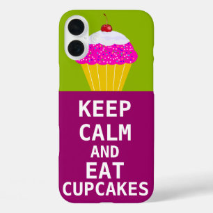 KEEP CALM AND Eat Cupcakes-change plum any colour iPhone 16 Plus Case