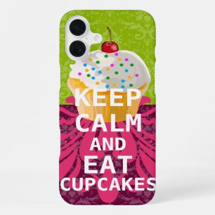 KEEP CALM AND Eat Cupcakes-change plum any colour iPhone 16 Plus Case
