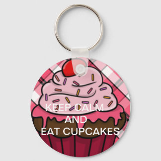 Keep calm and eat cupcakes keychain