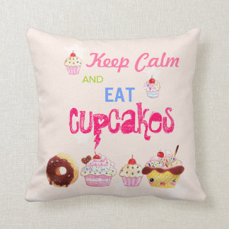 Keep Calm and eat Cupcakes Throw Pillow