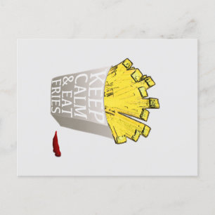 Keep Calm and Eat Fries Pop Art Postcard