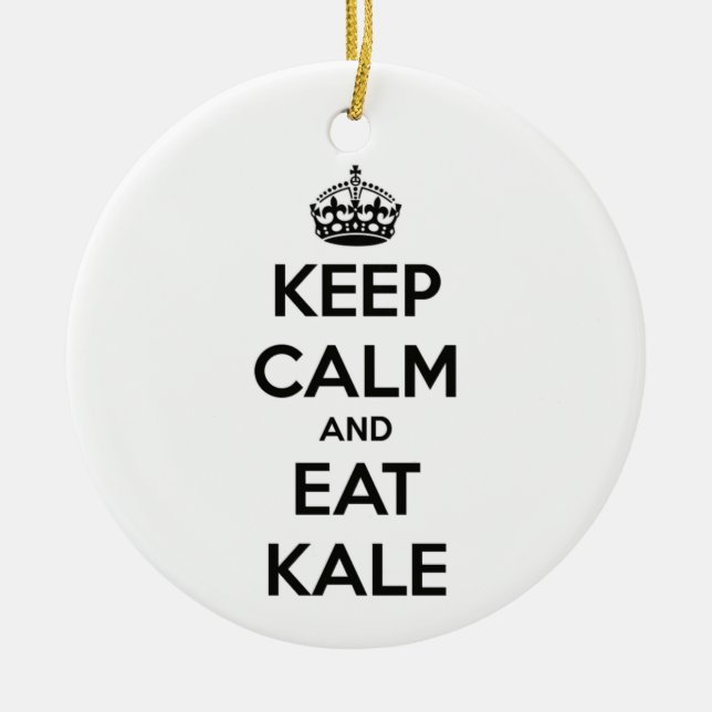 KEEP CALM AND EAT KALE CERAMIC ORNAMENT (Front)