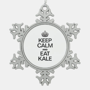 KEEP CALM AND EAT KALE SNOWFLAKE PEWTER CHRISTMAS ORNAMENT
