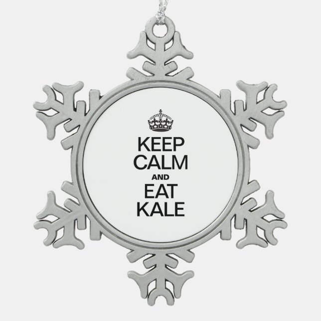 KEEP CALM AND EAT KALE SNOWFLAKE PEWTER CHRISTMAS ORNAMENT (Front)