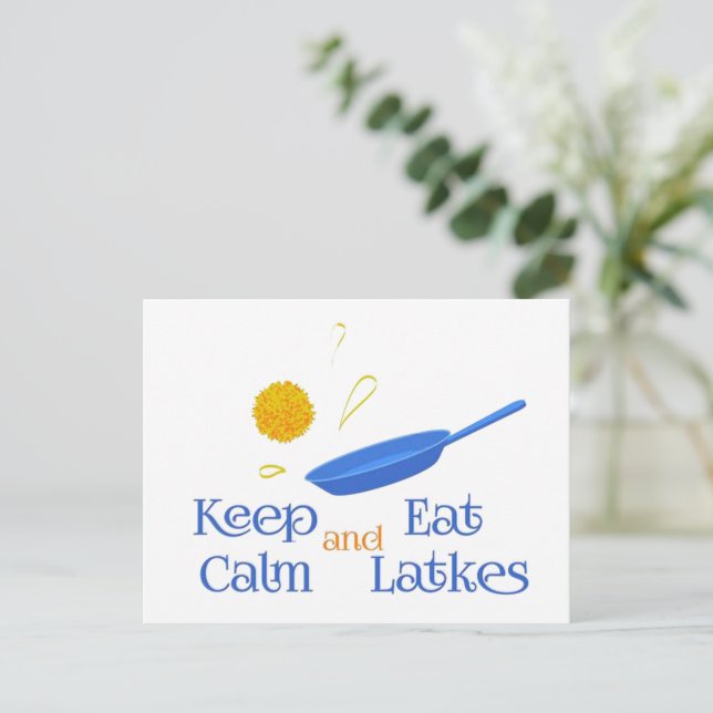 Keep Calm and Eat Latkes Holiday Postcard (Standing Front)