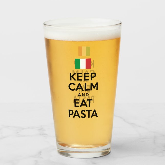 Keep Calm And Eat Pasta Glass (Front Filled)