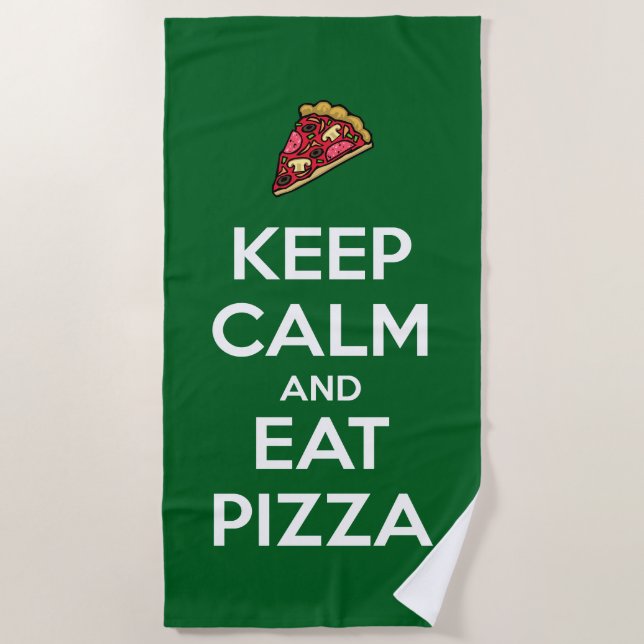 Keep Calm and Eat Pizza 2 Beach Towel (Front)