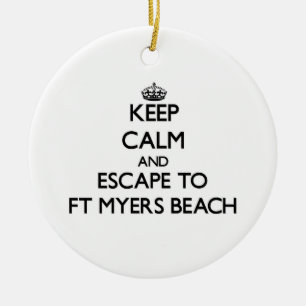 Keep calm and escape to Ft Myers Beach Florida Ceramic Ornament