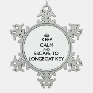 Keep calm and escape to Longboat Key Florida Snowflake Pewter Christmas Ornament