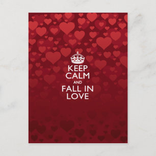 Keep Calm And Fall in Love Saying Postcard