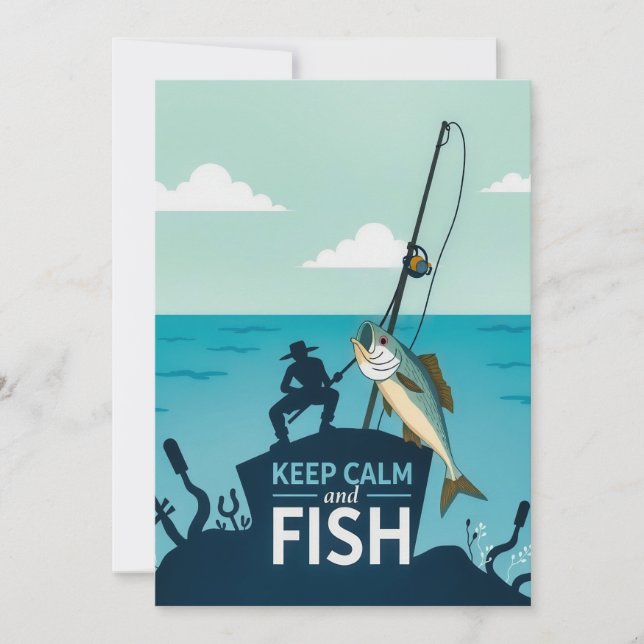 Keep Calm and Fish Invitation (Front)