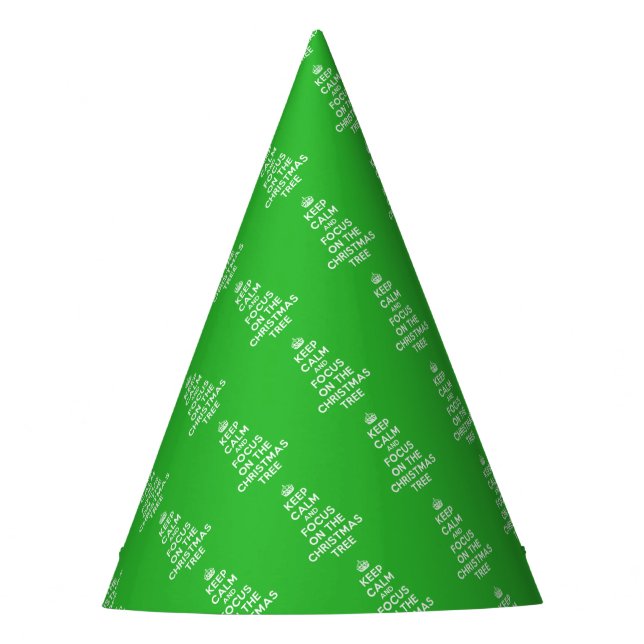 Keep calm and focus on the Christmas Tree funny Party Hat (Front)