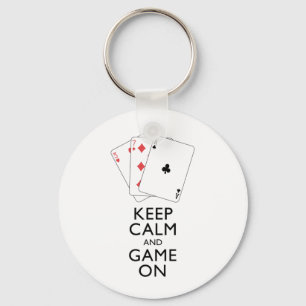 KEEP CALM AND GAME ON - Card Games Keychain