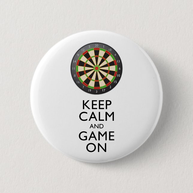 KEEP CALM AND GAME ON - Dart Board 2 Inch Round Button (Front)