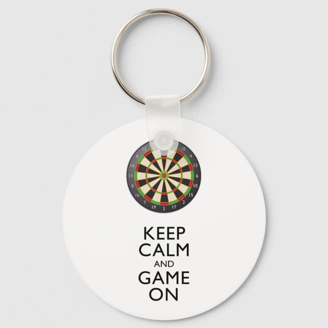 KEEP CALM AND GAME ON - Dart Board Keychain (Front)