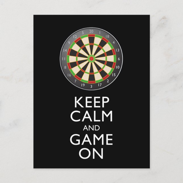 KEEP CALM AND GAME ON - Dart Board Postcard (Front)