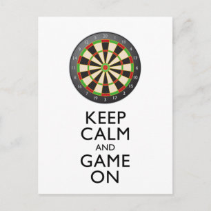KEEP CALM AND GAME ON - Dart Board Postcard