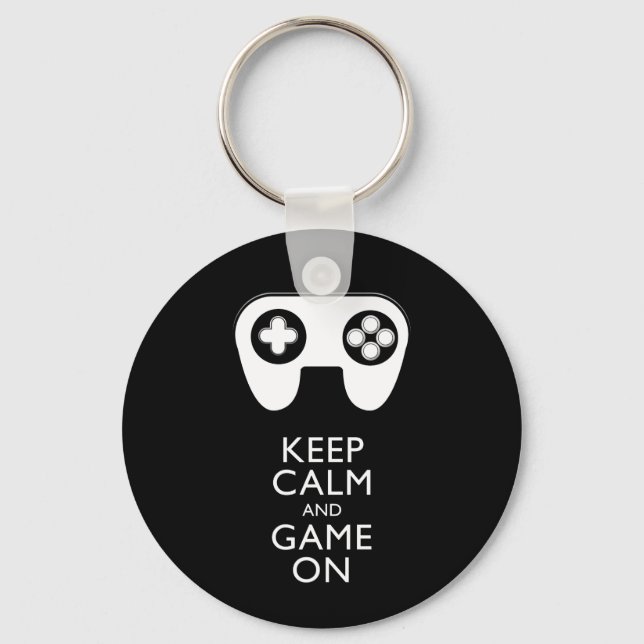 KEEP CALM AND GAME ON - Game pad Keychain (Front)