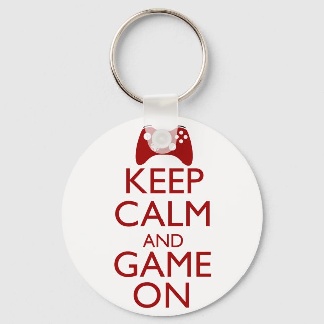 Keep Calm and Game On Keychain (Front)