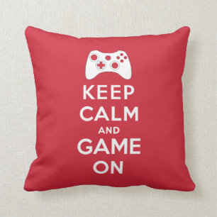 Keep calm and game on throw pillow