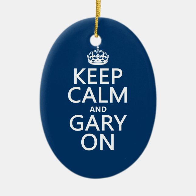 Keep Calm and Gary On (any colour) Ceramic Ornament (Front)