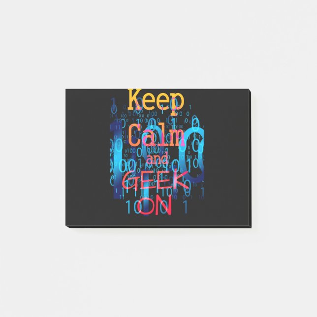 Keep Calm and Geek On Binary Code Post-it Notes (Front)