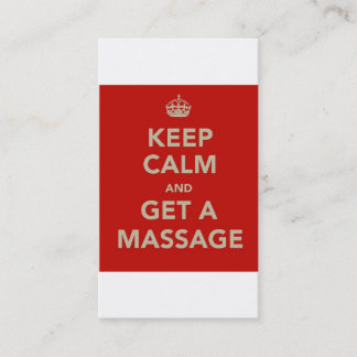 keep calm and get a massage business card